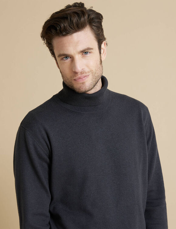 Pull col roulé en laine mélangée (anthracite)