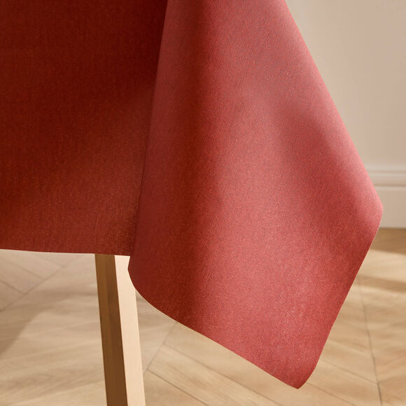 Effen tafellaken met coating (terracotta)
