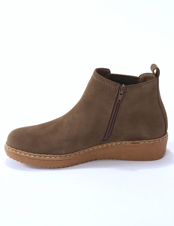 Boots semelle compens&eacute;e, &eacute;lastiqu&eacute;s c&ocirc;t&eacute;s (taupe)
