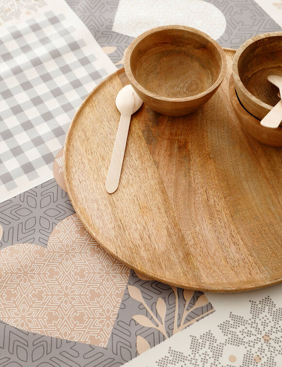 Nappe toile cirée motif chalet (beige / bleu)