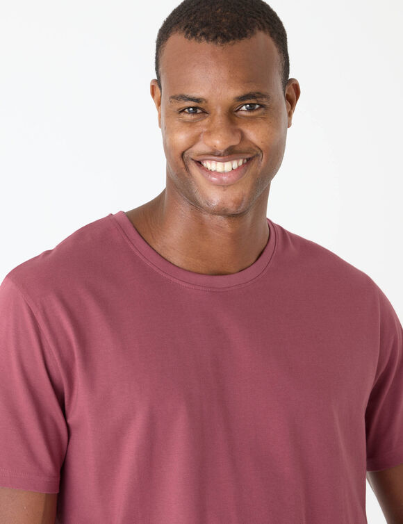 T-shirt col rond manches courtes (rose fonc&eacute;)