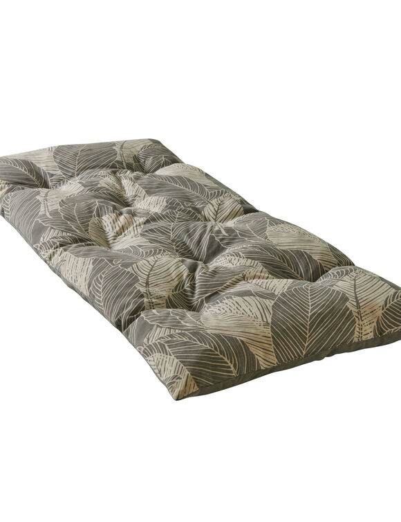 Long coussin déco imprimé feuillage (gris perle)