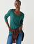 Effen T-shirt met ronde hals en lange mouwen (eucalyptus)
