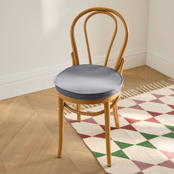 Coussin d'assise uni rond bachette (gris perle)