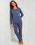 Pyjamabroek met broek met bedrukking met sneeuwvlokken, van puur katoen-jersey (blauw / ecru)