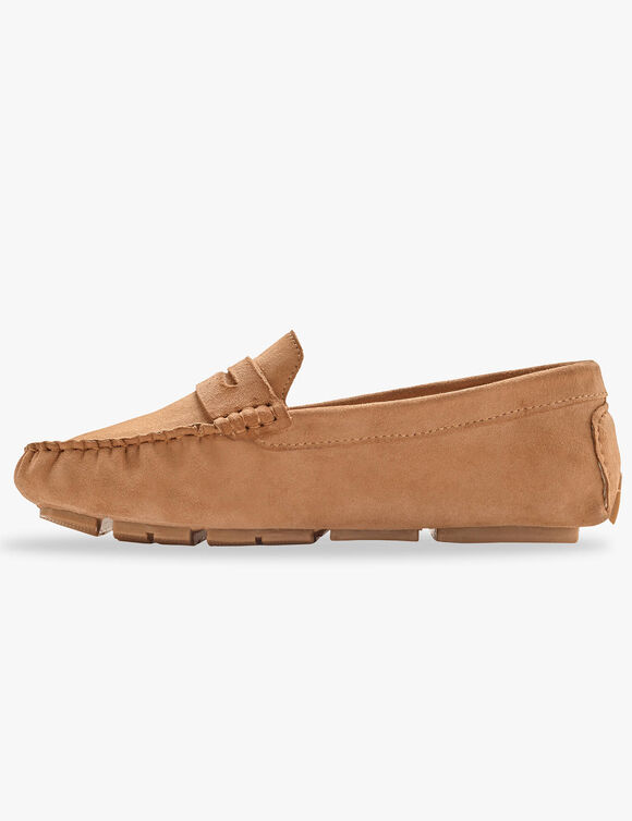 Mocassins en cuir velours (beige)