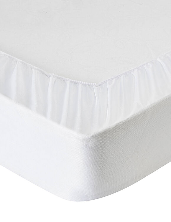 Ondoorlatende matrasbeschermer in molton met Bi-ome® behandeling (wit)