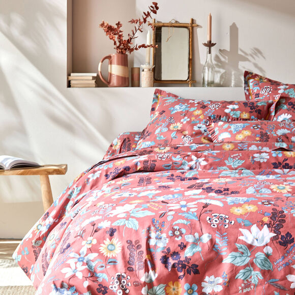 Bedlinnen Kelly in katoen met bloemenprint (rozenhout)