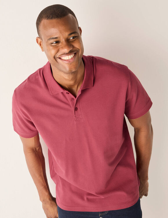 Polo uni maille piqu&eacute;e manches courtes (rose fonc&eacute;)