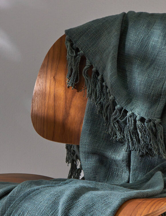Effen plaid in getextureerd katoen (eucalyptus)