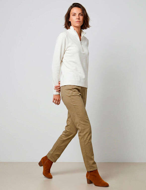 Pantalon droit "ultra confort" taille &eacute;lastiqu&eacute;e (vert kaki)
