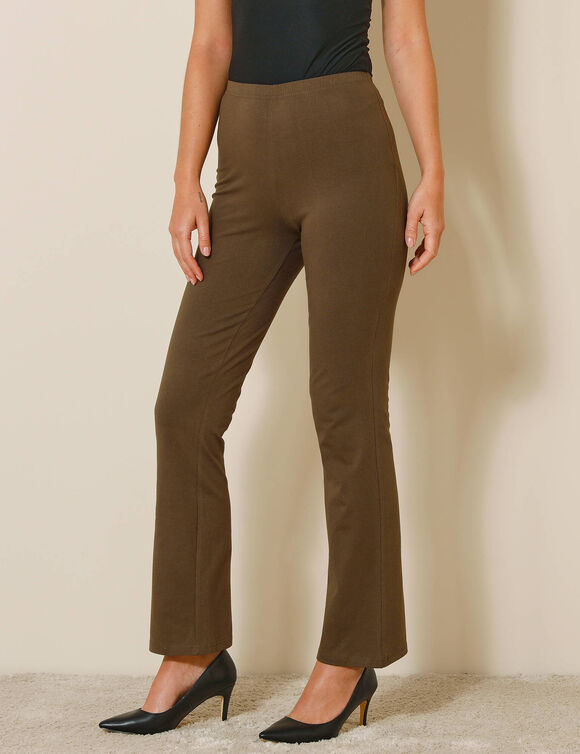 Effen bootcut legging, elastische taille (bronskleur)