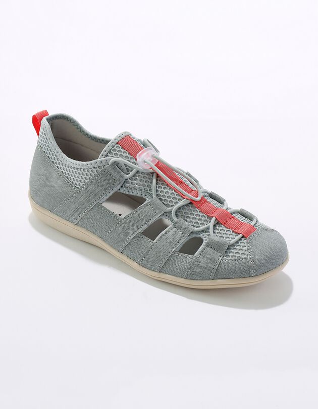 Sneakers met ajour en elastische veters (grijs)
