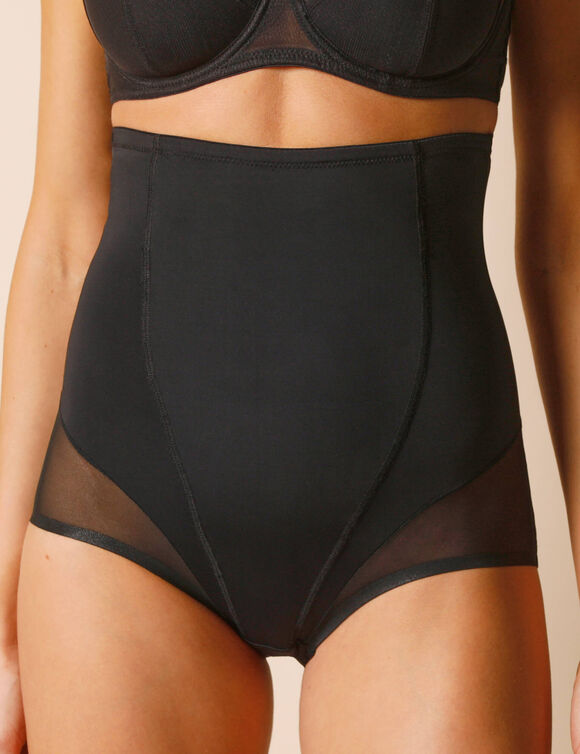 Culotte taille haute maille et tulle gainant (noir)