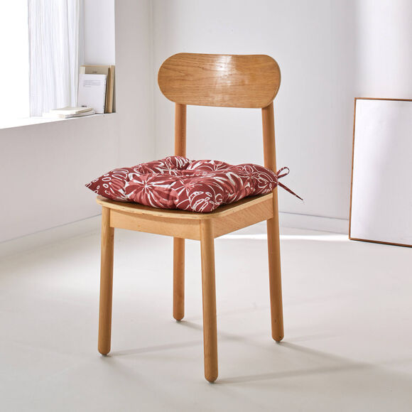Galette de chaise carr&eacute;e imprim&eacute; fleuri - lot de 2 (terracotta)