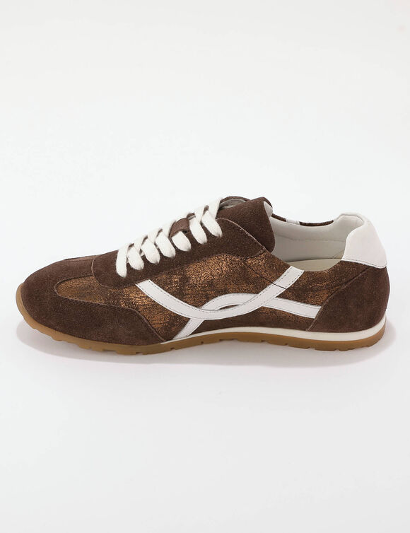 Baskets cuir iris&eacute; (chocolat)