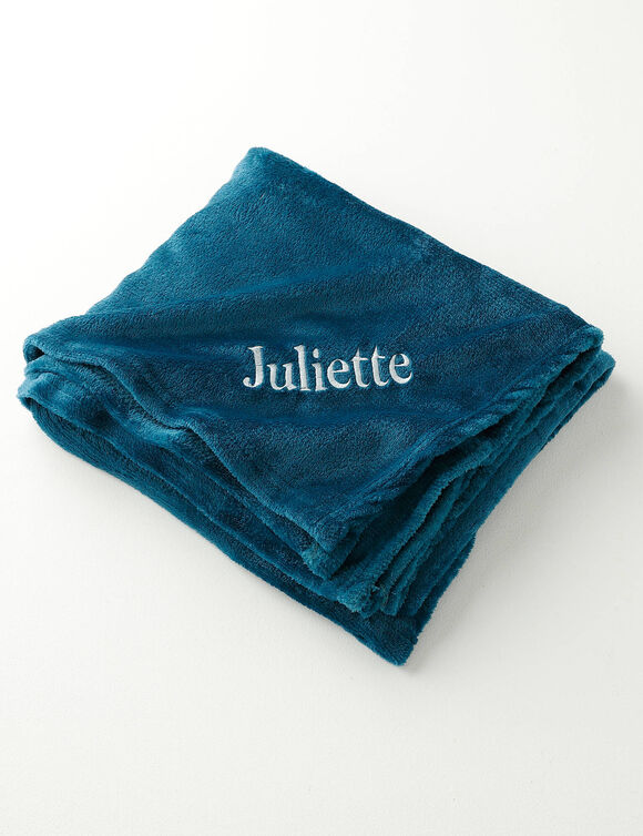 Plaid polaire personnalisable, toucher peluche (bleu canard)