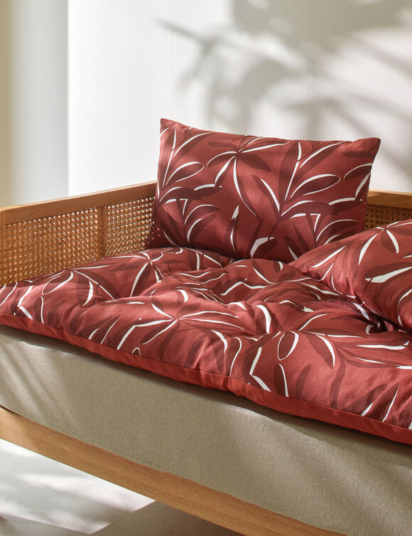 Long coussin de sol imprim&eacute; feuillage (terracotta)