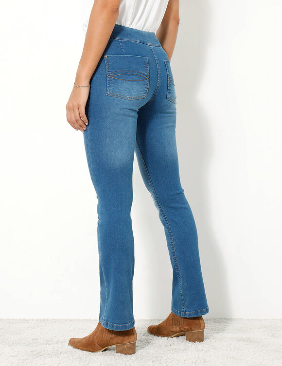 Jean bootcut ultra stretch, maille effet denim - petite stature (stone)