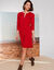 Robe pull boutonn&eacute;e, manches longues (rouge fonc&eacute;)