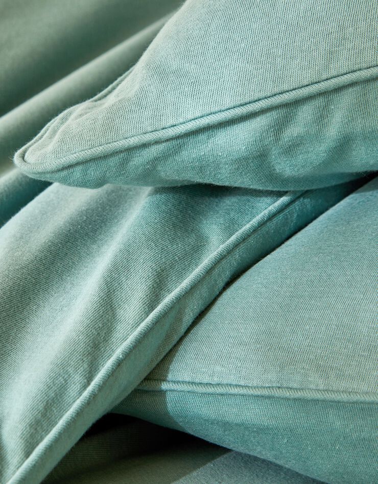Linge de lit uni en jersey passepoilé coton (vert)