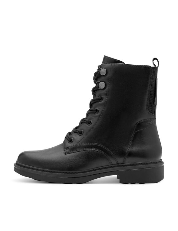Leren boots met veters en comfortbreedte, zwart (zwart)