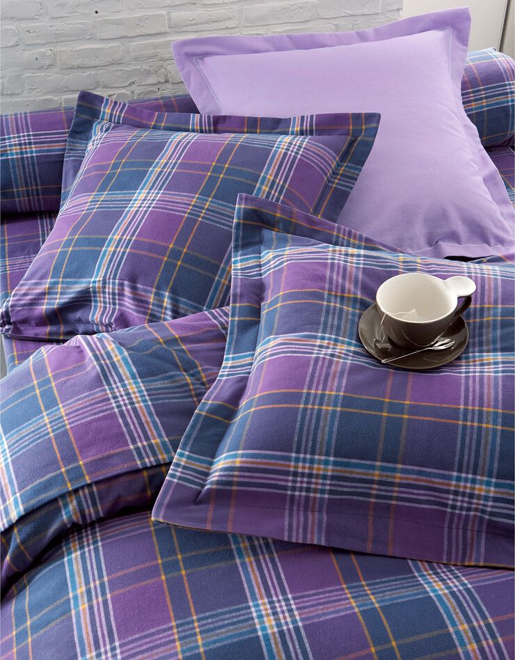 Bedlinnen in flanel Scott, ingeweven motieven, aubergine Bedlinnen in flanel Scott, ingeweven motieven, aubergine, hi-res image number 1
