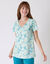 Pyjamashirt met korte mouwen en bloemenprint (aqua)