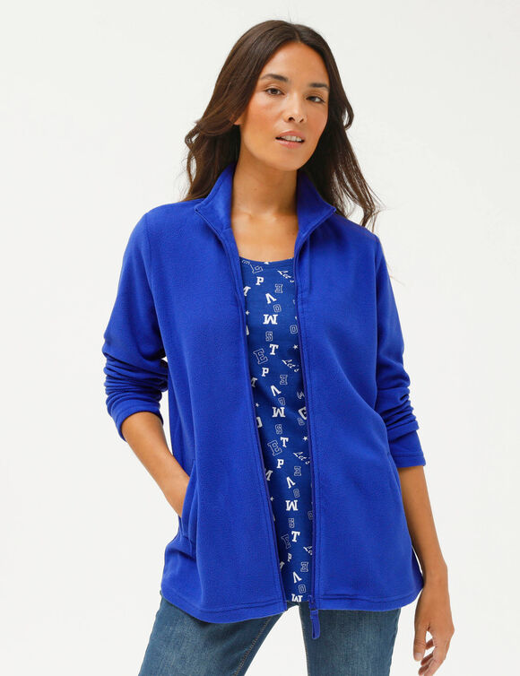 Veste zipp&eacute;e maille polaire, manches longues (bleu dur)