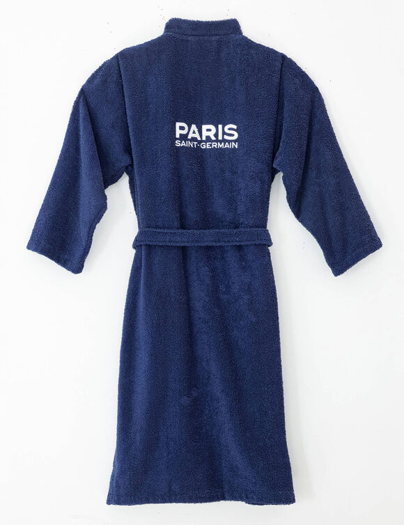 Badjas voor volwassenen in badstof met kimonokraag PSG®, personaliseerbaar (blauw)