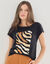 T-shirt met korte mouwen, bedrukt (zwart / karamel)