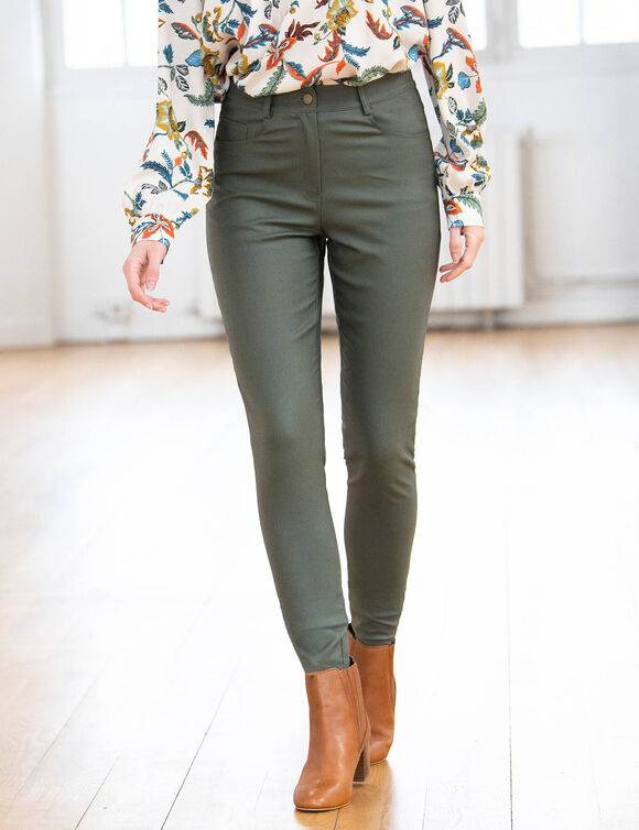 Pantalon fuselé enduit ultra stretch (kaki)