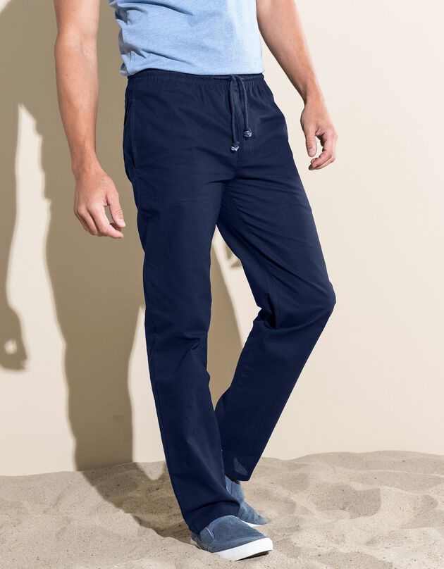 Pantalon toile taille élastiquée (marine)