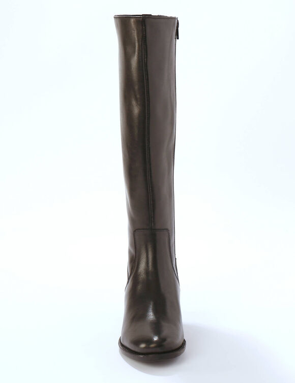 Boots in splitleer met perforaties - bordeaux (zwart)