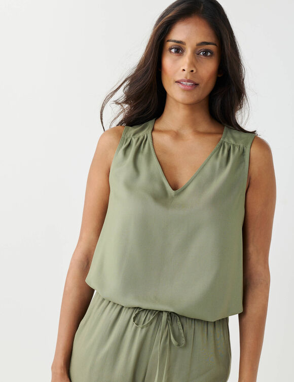 Caraco col V uni  (kaki)