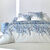 Linge de lit L&eacute;onie imprim&eacute; v&eacute;g&eacute;tal - coton 57 fils/cm&sup2; (&eacute;cru / bleu)