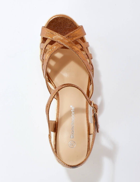 Sandales compensées corde, à brides (bronze)