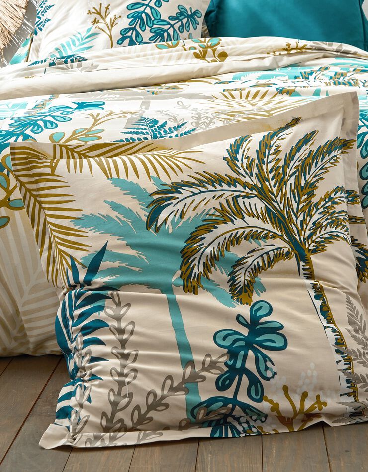 Linge de lit Bornéo en coton imprimé palmiers, beige, hi-res image number 2