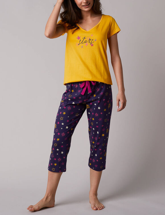 Pantacourt de pyjama imprim&eacute; &eacute;toiles Estrella - coton (marine)
