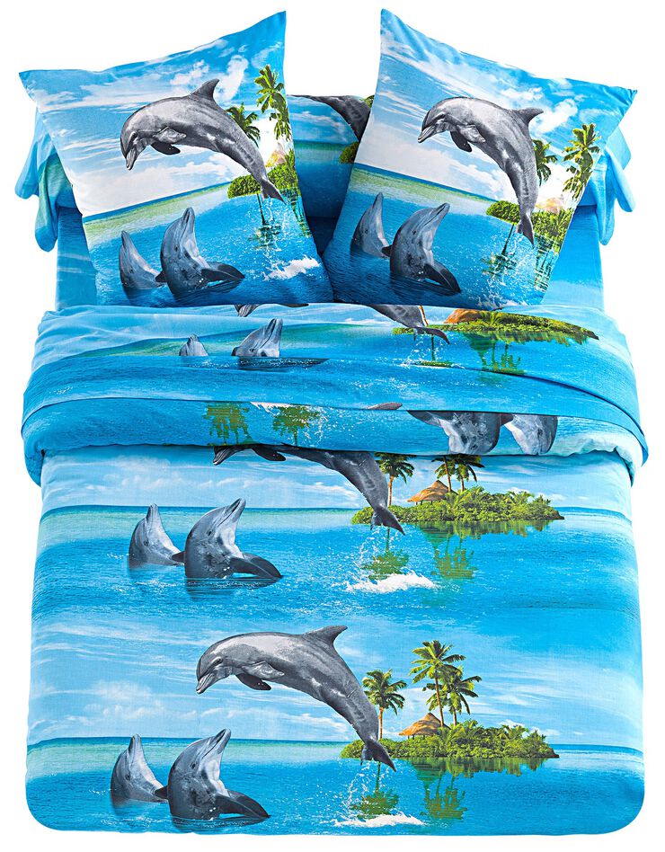 Linge de lit Flipper - polycoton (bleu)