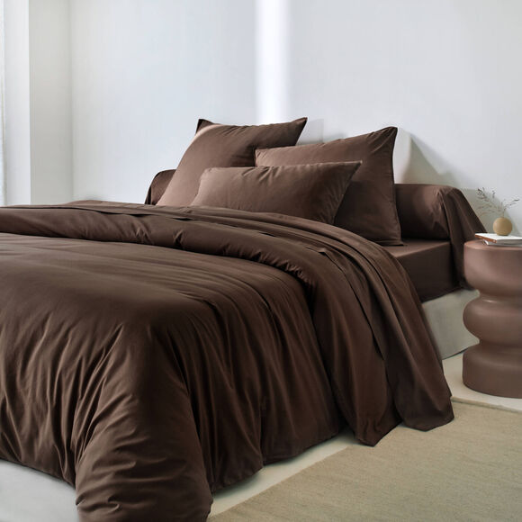 Effen beddengoed - gewassen katoen, 57 draden/cm&sup2; (chocolade)