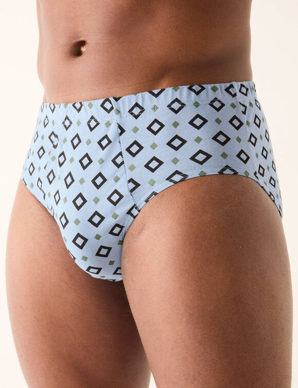 Slip ouvert taille haute imprimé losanges - lot de 6 (bleu + kaki + noir)