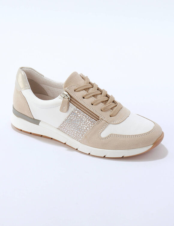 Baskets zipp&eacute;es et &agrave; lacets en cuir (wit / beige)
