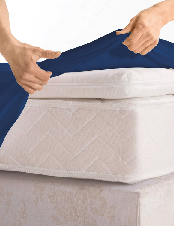 Drap-housse uni jersey bonnet 40 cm (marine)