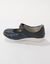 Brede schoenen met riempjes, in leer met rekbare pasjes (blauw)
