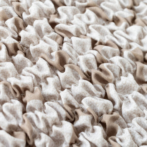 Housse bi-extensible microfibre gaufrée graphique pour fauteuil et canapé (beige)