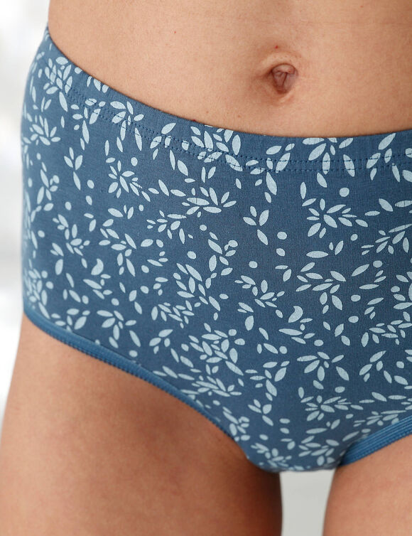 Culotte coton forme maxi unie bleue et imprim&eacute;e pissenlit - lot de 7  (marine / bleu)