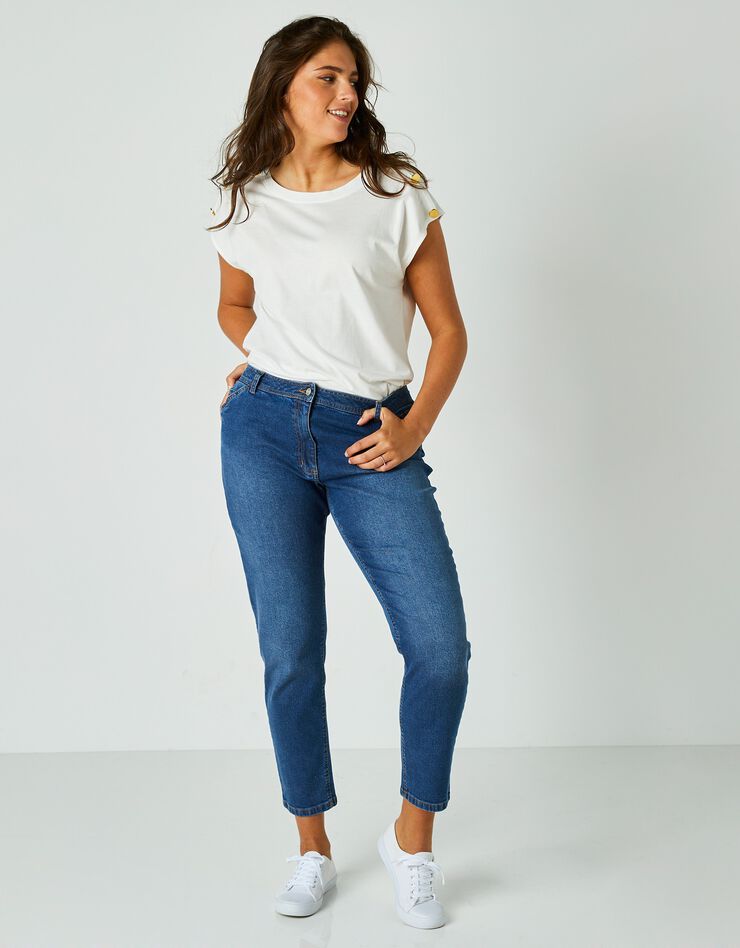 Pantalon mom, denim stretch (stone)