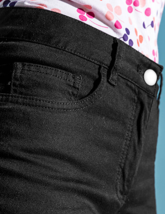 Pantacourt effet ventre plat coton stretch (noir)