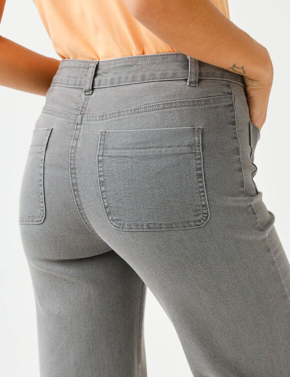 Jean coupe large taille haute, grande stature (gris)